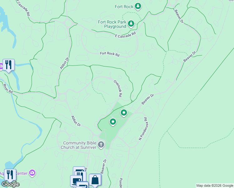 map of restaurants, bars, coffee shops, grocery stores, and more near 57316 Pole House Lane in Sunriver