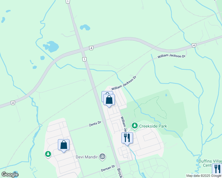 map of restaurants, bars, coffee shops, grocery stores, and more near 2810 William Jackson Drive in Pickering