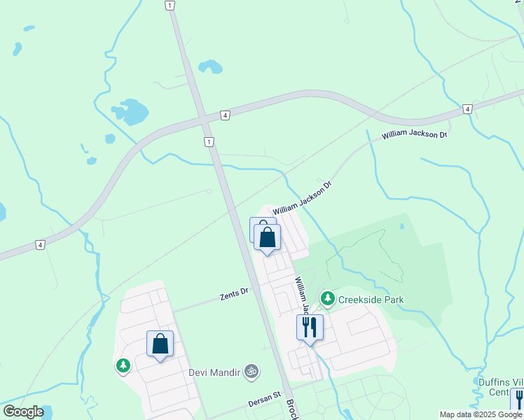 map of restaurants, bars, coffee shops, grocery stores, and more near 2810 William Jackson Drive in Pickering