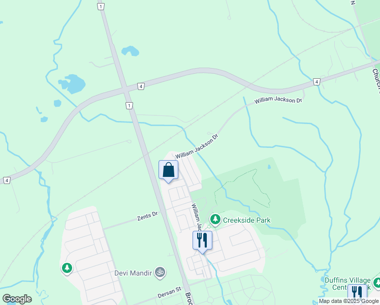 map of restaurants, bars, coffee shops, grocery stores, and more near 2650 William Jackson Drive in Pickering