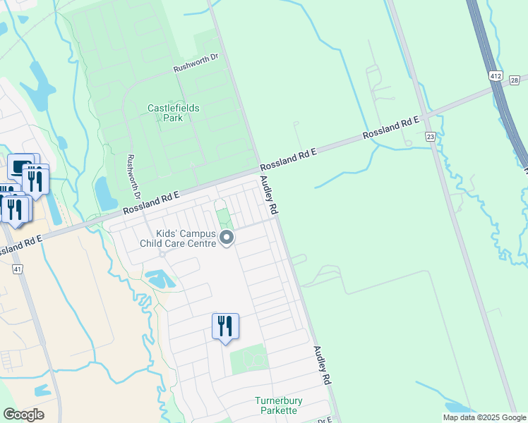 map of restaurants, bars, coffee shops, grocery stores, and more near in Ajax