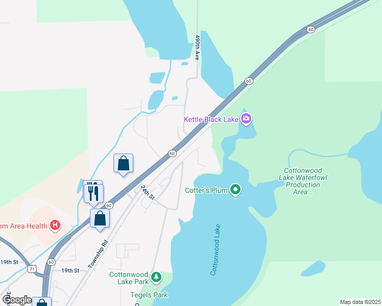 map of restaurants, bars, coffee shops, grocery stores, and more near 2655 Cottonwood Lake Drive in Windom