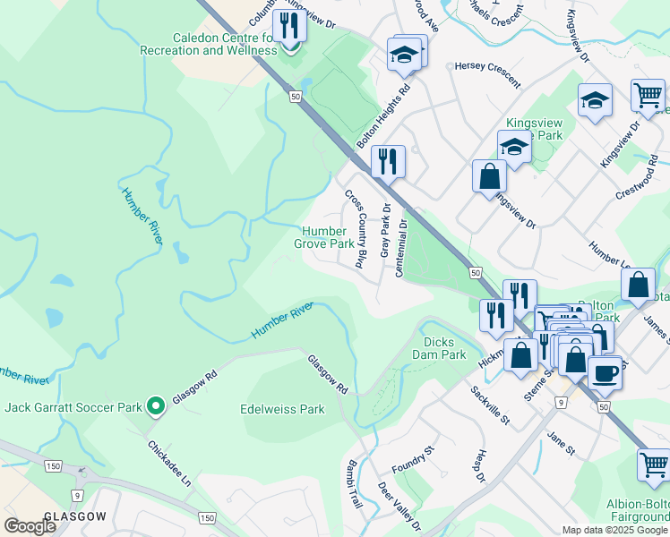 map of restaurants, bars, coffee shops, grocery stores, and more near 30 English Rose Lane in Bolton