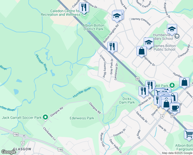 map of restaurants, bars, coffee shops, grocery stores, and more near 30 English Rose Lane in Bolton