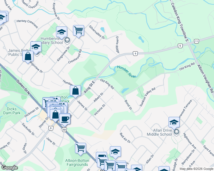 map of restaurants, bars, coffee shops, grocery stores, and more near 41 Old King Road in Bolton