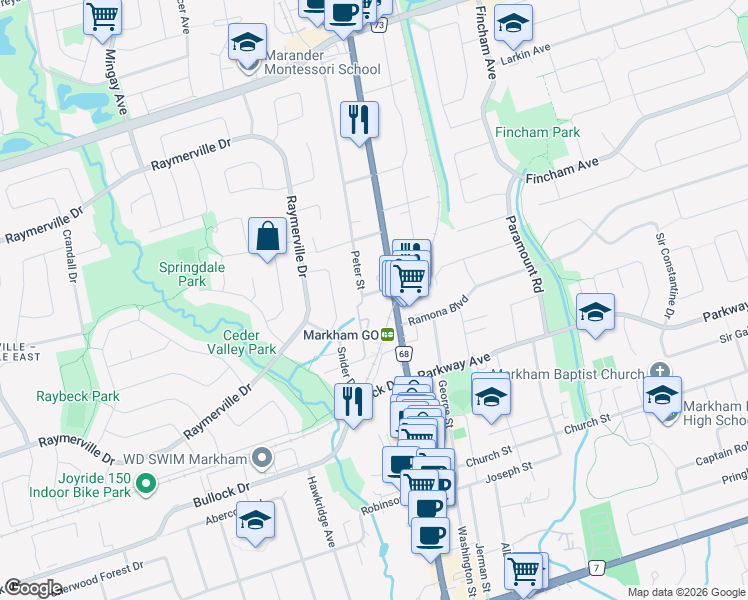 map of restaurants, bars, coffee shops, grocery stores, and more near in 