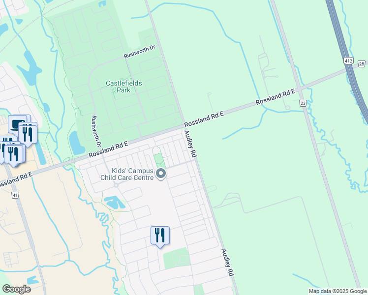 map of restaurants, bars, coffee shops, grocery stores, and more near in Ajax