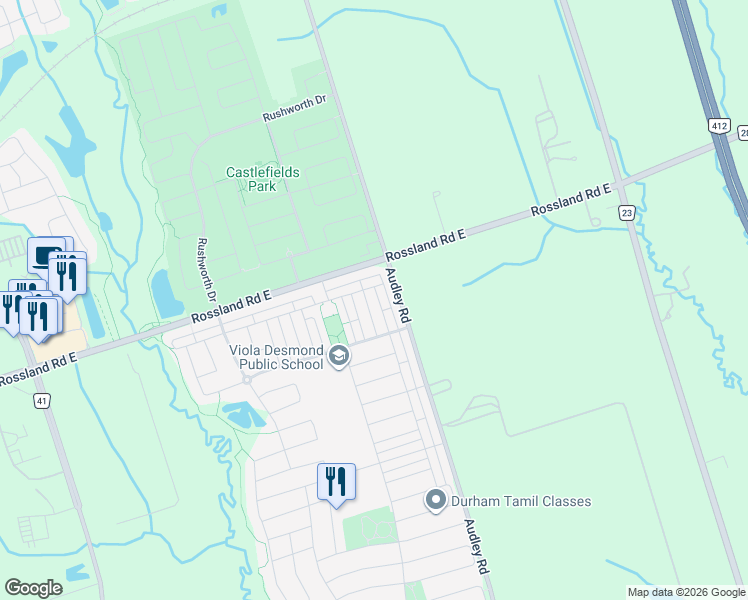 map of restaurants, bars, coffee shops, grocery stores, and more near in Ajax