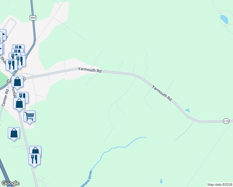 map of restaurants, bars, coffee shops, grocery stores, and more near 14 Woodcock Drive in Gray