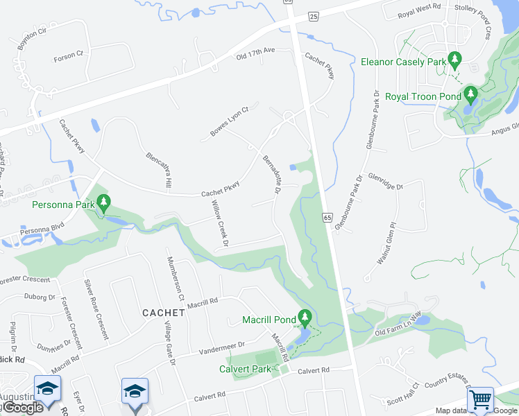 map of restaurants, bars, coffee shops, grocery stores, and more near 3 Devon Court in Markham