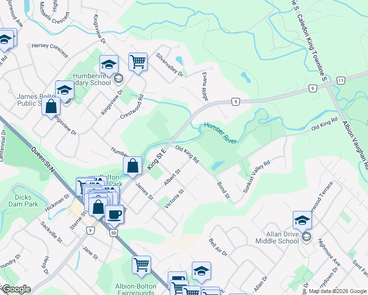 map of restaurants, bars, coffee shops, grocery stores, and more near 41 Old King Road in Bolton