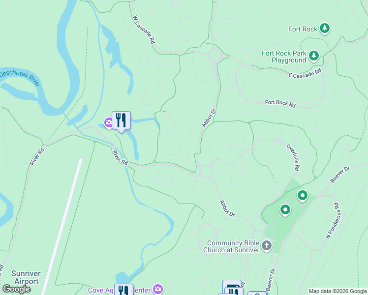 map of restaurants, bars, coffee shops, grocery stores, and more near 17702 Lake Aspen Court in Sunriver