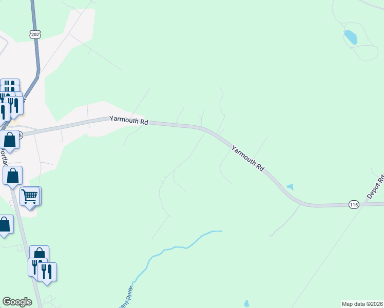 map of restaurants, bars, coffee shops, grocery stores, and more near Woodcock Drive in Gray