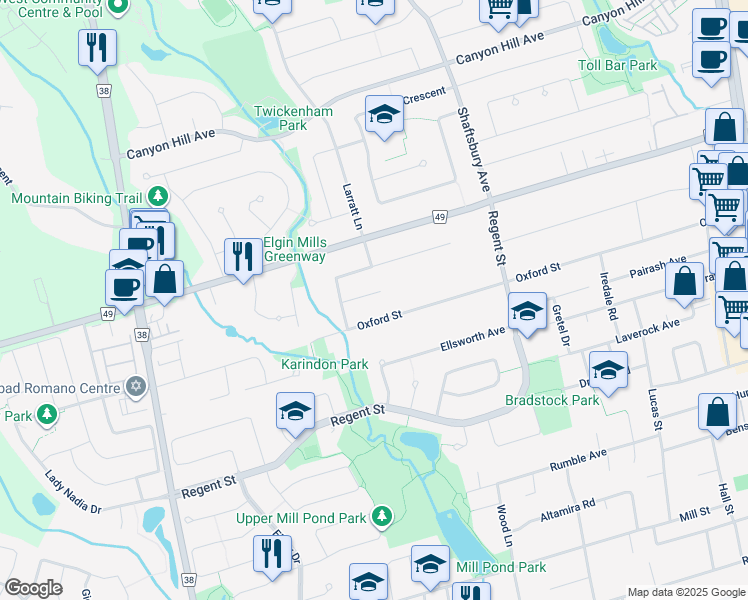 map of restaurants, bars, coffee shops, grocery stores, and more near 149 Battaglini Avenue in Richmond Hill