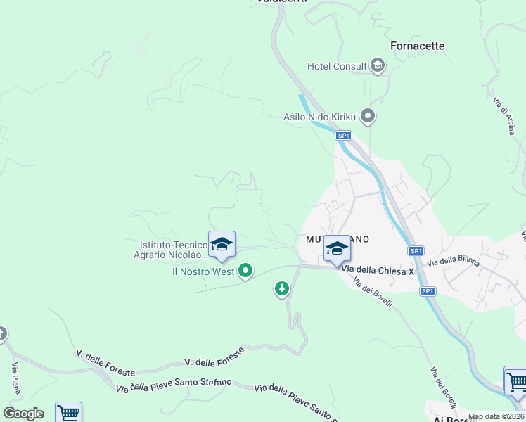 map of restaurants, bars, coffee shops, grocery stores, and more near 245 Via di Mutigliano in Lucca
