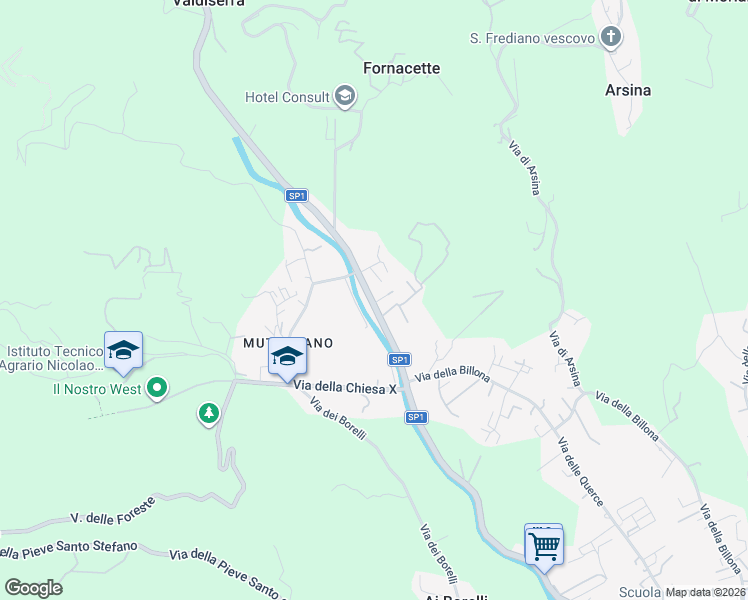 map of restaurants, bars, coffee shops, grocery stores, and more near 12/A Traversa Quarta Via per Camaiore in Lucca