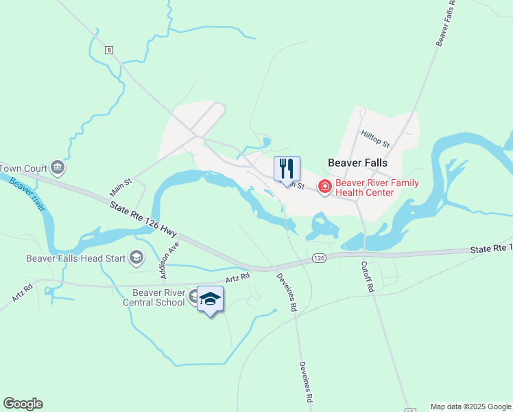 map of restaurants, bars, coffee shops, grocery stores, and more near in Beaver Falls