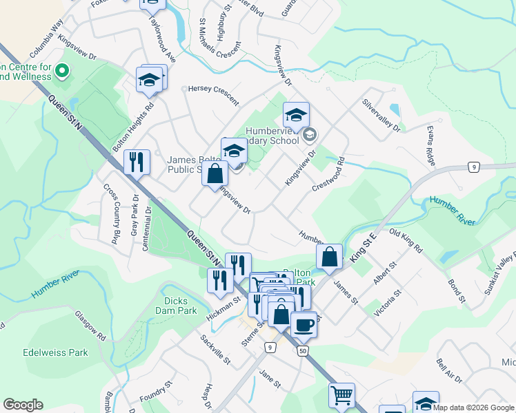 map of restaurants, bars, coffee shops, grocery stores, and more near 126 Beaver Court in Bolton