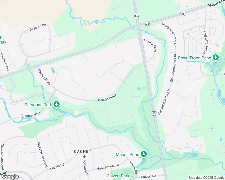 map of restaurants, bars, coffee shops, grocery stores, and more near 35 Cachet Parkway in Markham