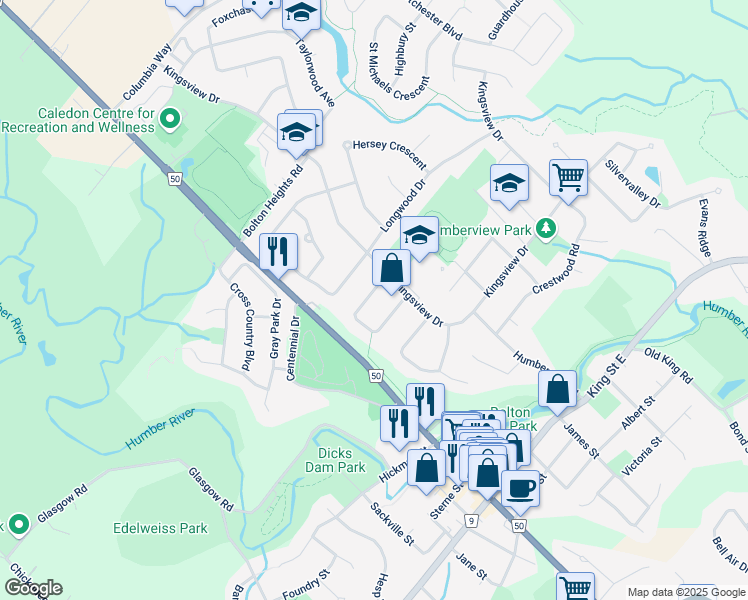 map of restaurants, bars, coffee shops, grocery stores, and more near 35 Wright Crescent in Bolton