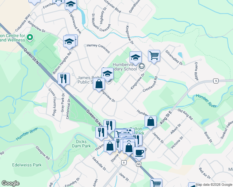 map of restaurants, bars, coffee shops, grocery stores, and more near 126 Beaver Court in Bolton