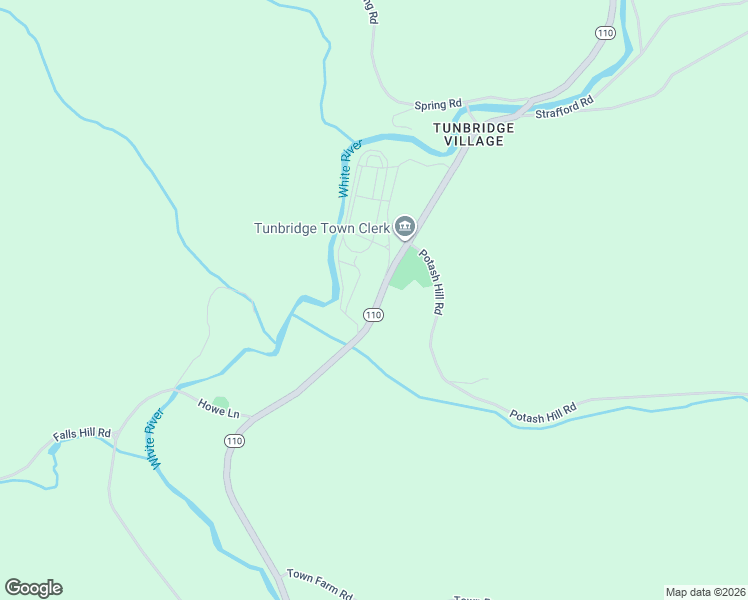 map of restaurants, bars, coffee shops, grocery stores, and more near 261 Vermont 110 in Tunbridge