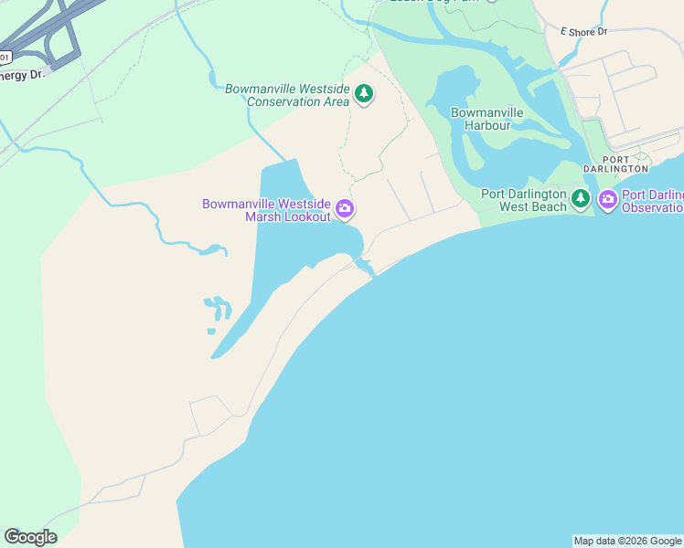 map of restaurants, bars, coffee shops, grocery stores, and more near 127 Cedar Crest Beach Road in Clarington