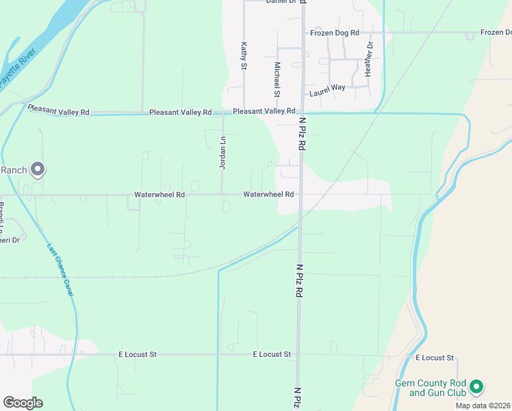 map of restaurants, bars, coffee shops, grocery stores, and more near 2929 Waterwheel Road in Emmett