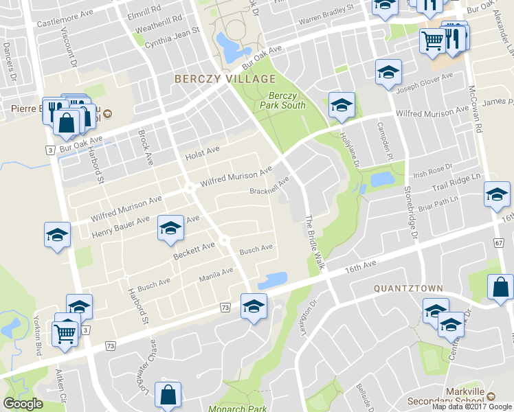 map of restaurants, bars, coffee shops, grocery stores, and more near 114 Hua Du Avenue in Markham