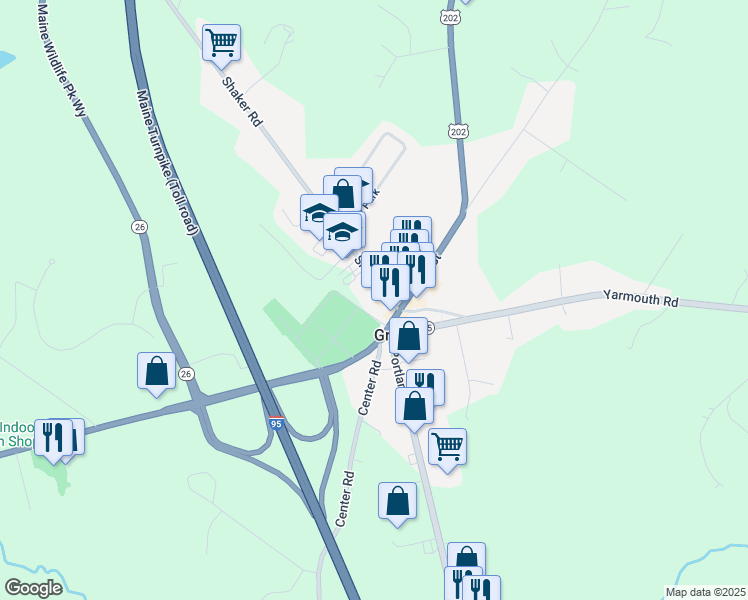 map of restaurants, bars, coffee shops, grocery stores, and more near in Gray