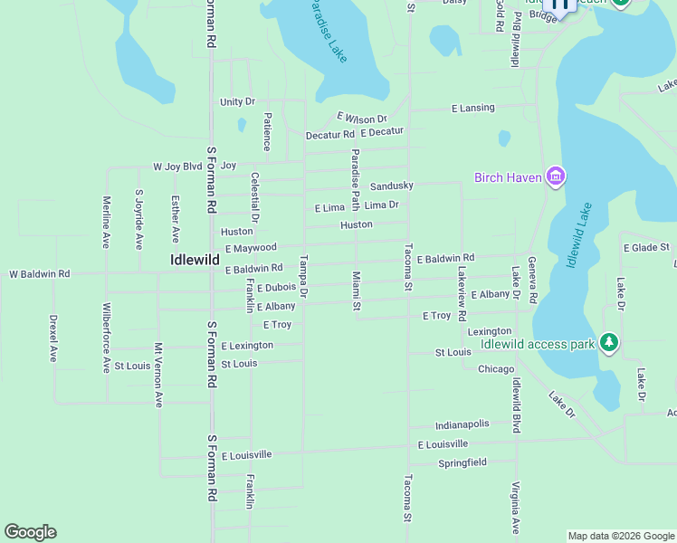 map of restaurants, bars, coffee shops, grocery stores, and more near 287 East Maywood in Idlewild