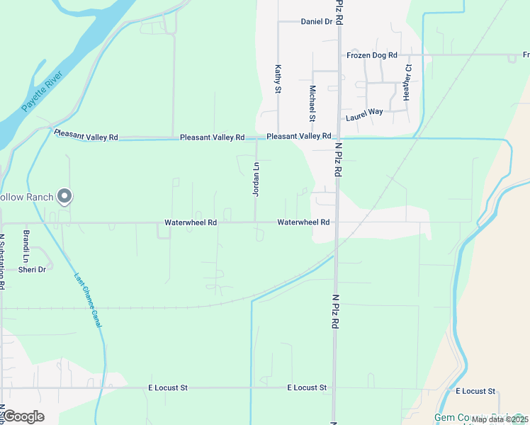 map of restaurants, bars, coffee shops, grocery stores, and more near 2702 Waterwheel Road in Emmett