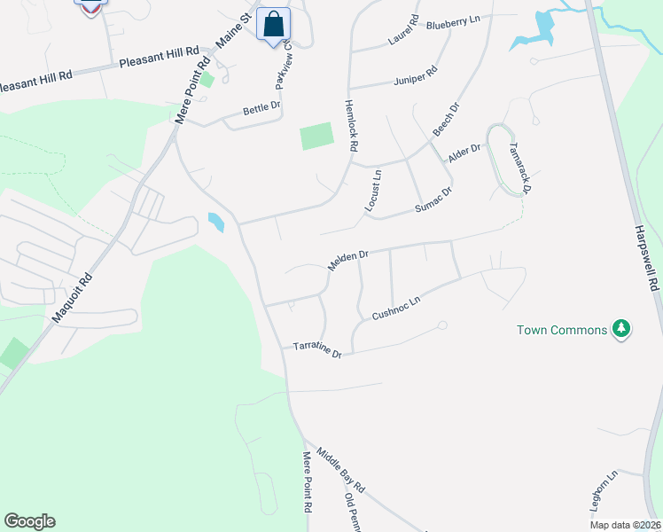 map of restaurants, bars, coffee shops, grocery stores, and more near 18 Melden Drive in Brunswick