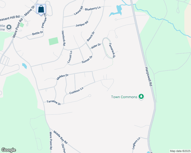 map of restaurants, bars, coffee shops, grocery stores, and more near 3 Penacook Drive in Brunswick
