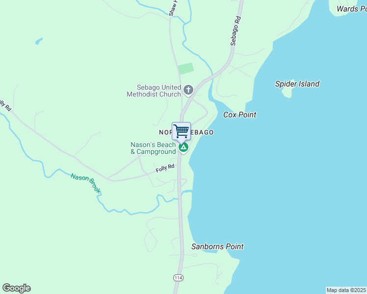 map of restaurants, bars, coffee shops, grocery stores, and more near 775 Maine 11 in Sebago