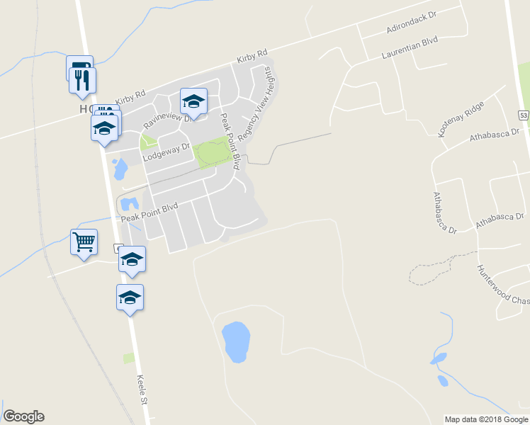 map of restaurants, bars, coffee shops, grocery stores, and more near 123 Salamander Court in Vaughan