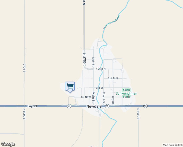 map of restaurants, bars, coffee shops, grocery stores, and more near 3rd North Street in Newdale