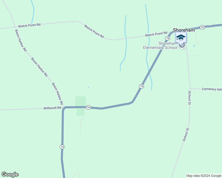 map of restaurants, bars, coffee shops, grocery stores, and more near 655 Vermont 74 in Shoreham