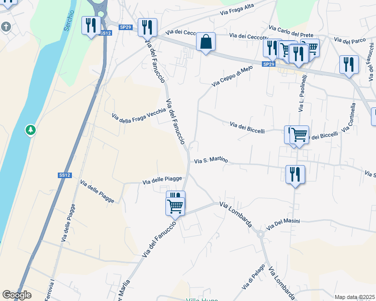 map of restaurants, bars, coffee shops, grocery stores, and more near 1 Via Ceppo di Melo in Marlia