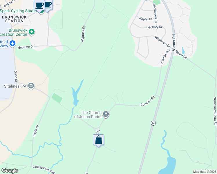 map of restaurants, bars, coffee shops, grocery stores, and more near 138 Coombs Road in Brunswick