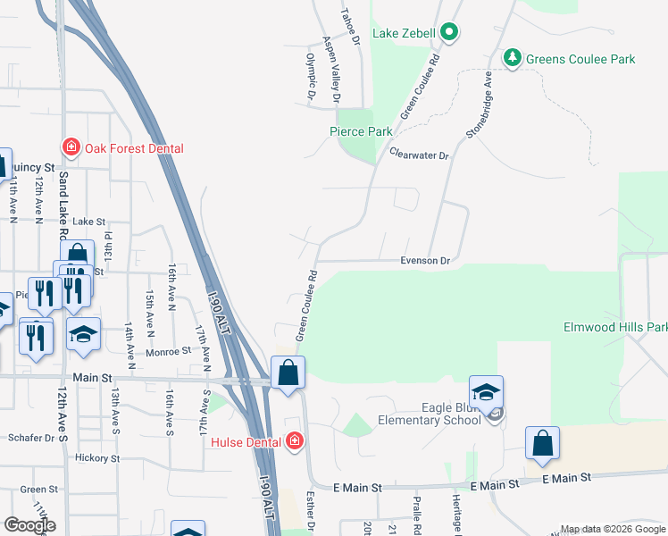 map of restaurants, bars, coffee shops, grocery stores, and more near 1902 Evenson Drive in Onalaska