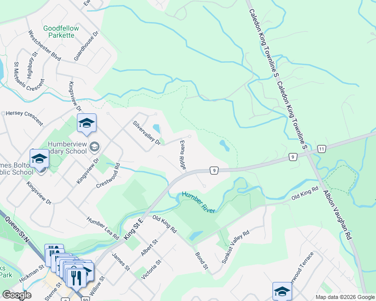 map of restaurants, bars, coffee shops, grocery stores, and more near 88 Silvervalley Drive in Bolton