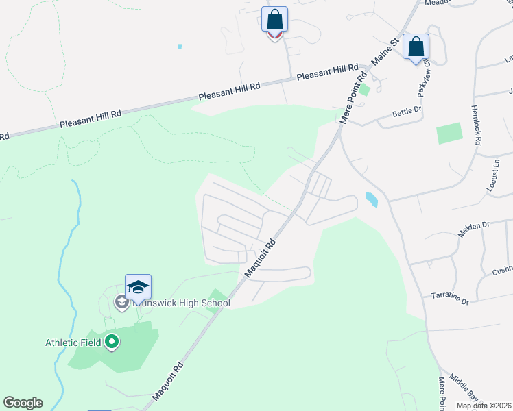 map of restaurants, bars, coffee shops, grocery stores, and more near 37 Elwell Lane in Brunswick