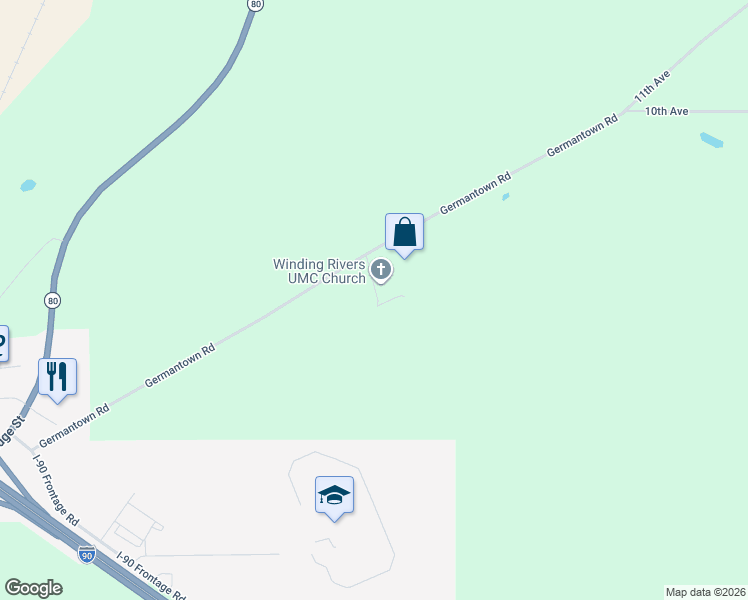 map of restaurants, bars, coffee shops, grocery stores, and more near 6772 Germantown Road in New Lisbon