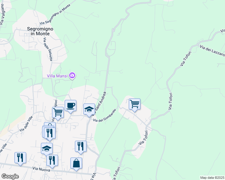 map of restaurants, bars, coffee shops, grocery stores, and more near 3 Via della Chiesa Camigliano in Province of Lucca
