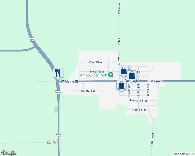 map of restaurants, bars, coffee shops, grocery stores, and more near 312 West Maine Street in Amboy