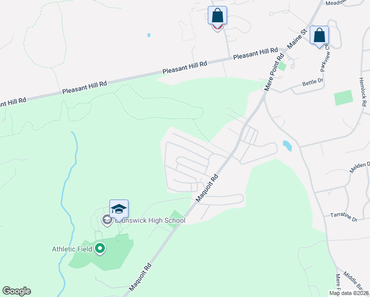map of restaurants, bars, coffee shops, grocery stores, and more near 50 Scarponi Drive in Brunswick
