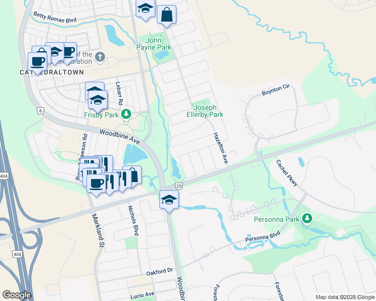 map of restaurants, bars, coffee shops, grocery stores, and more near 30 Heathfield Avenue in Markham