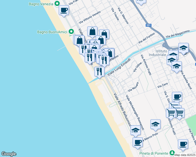 map of restaurants, bars, coffee shops, grocery stores, and more near 23 Terrazza della Repubblica in Camaiore