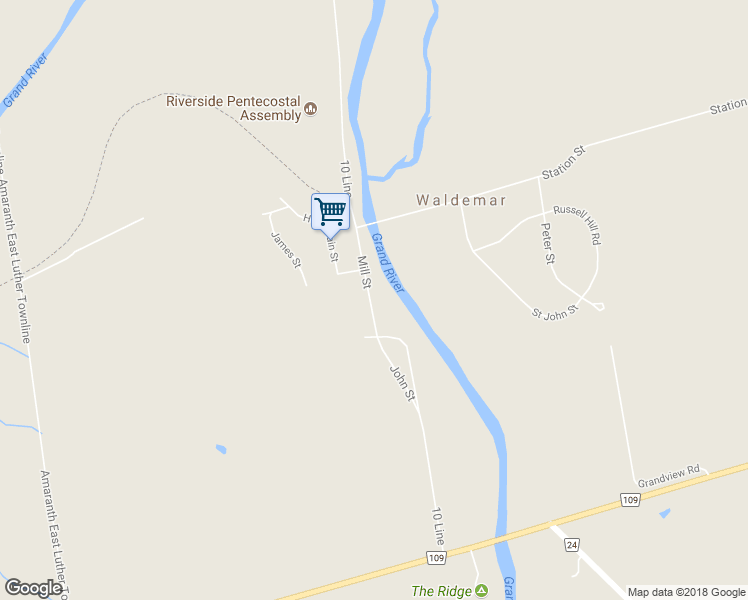 map of restaurants, bars, coffee shops, grocery stores, and more near 16 Mill Street in Grand Valley